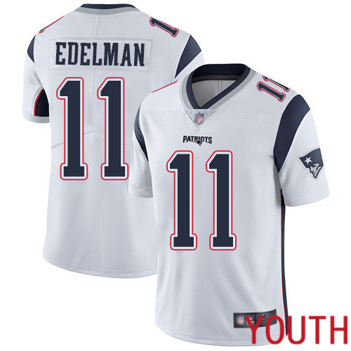 New England Patriots Football #11 Vapor Limited White Youth Julian Edelman Road NFL Jersey->youth nfl jersey->Youth Jersey